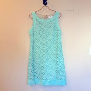 Aqua Lace Sleeveless Shift Dress